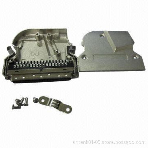 SCSI 68P Solder Connector, +45 Degrees Entry Metal Cover